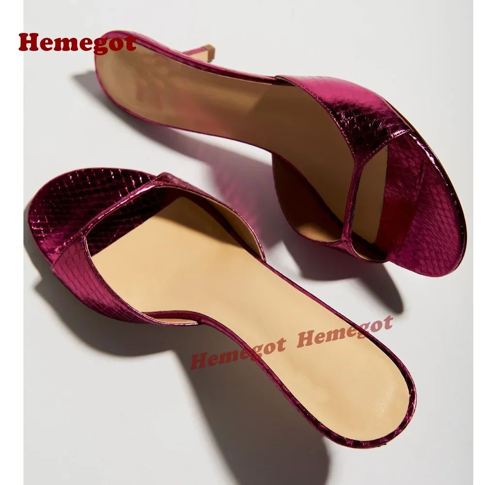 Leatherwork Drawing - Purple Glossy Stiletto Heels Slippers Open