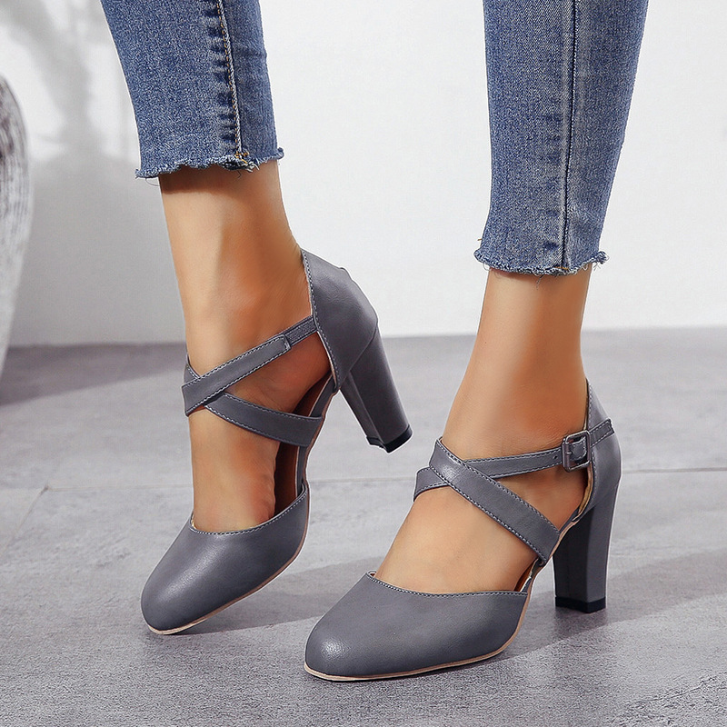 Belt Buckle Blank - Women High Heels Shoes Autumn New