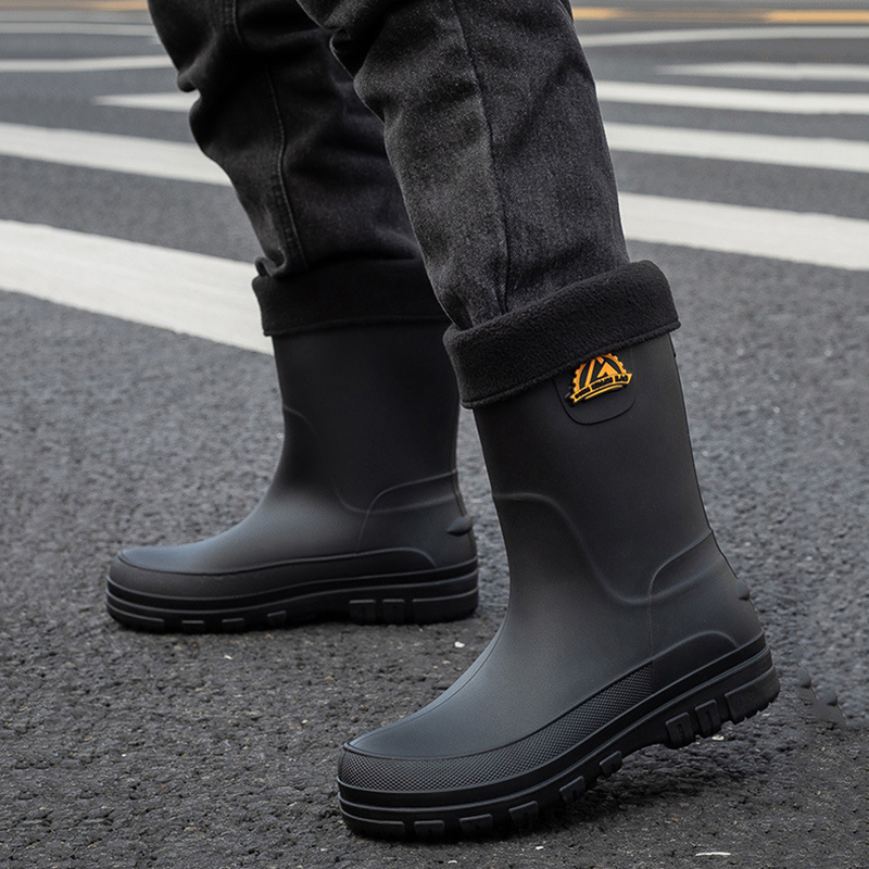 Leather Work Youtube - New Fashion Men Rain Boots Platform