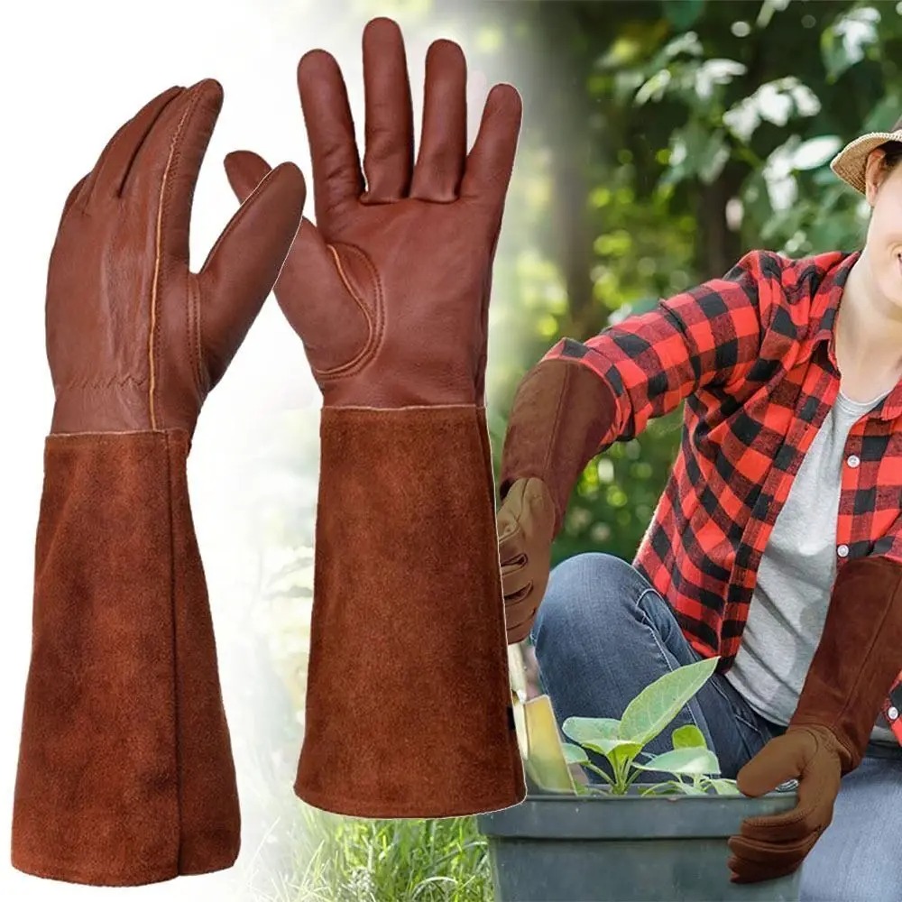 Leather Work Youtube - Long Tube Gardening Safety Working Gloves