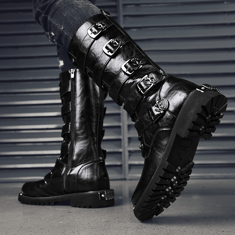 Leather Work Youtube - Fashion New Fashionable Motorcycle Boots Men's