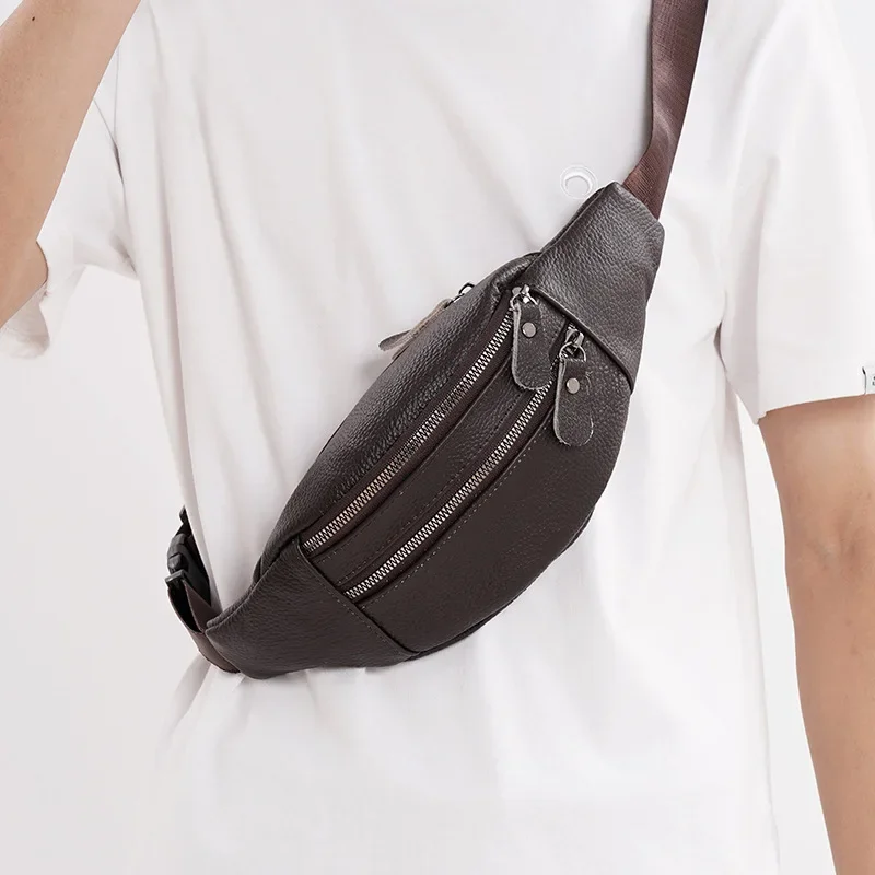 Leather Work Bag Laptop - Genuine Leather Men’s Waist Bag Multi-Functional