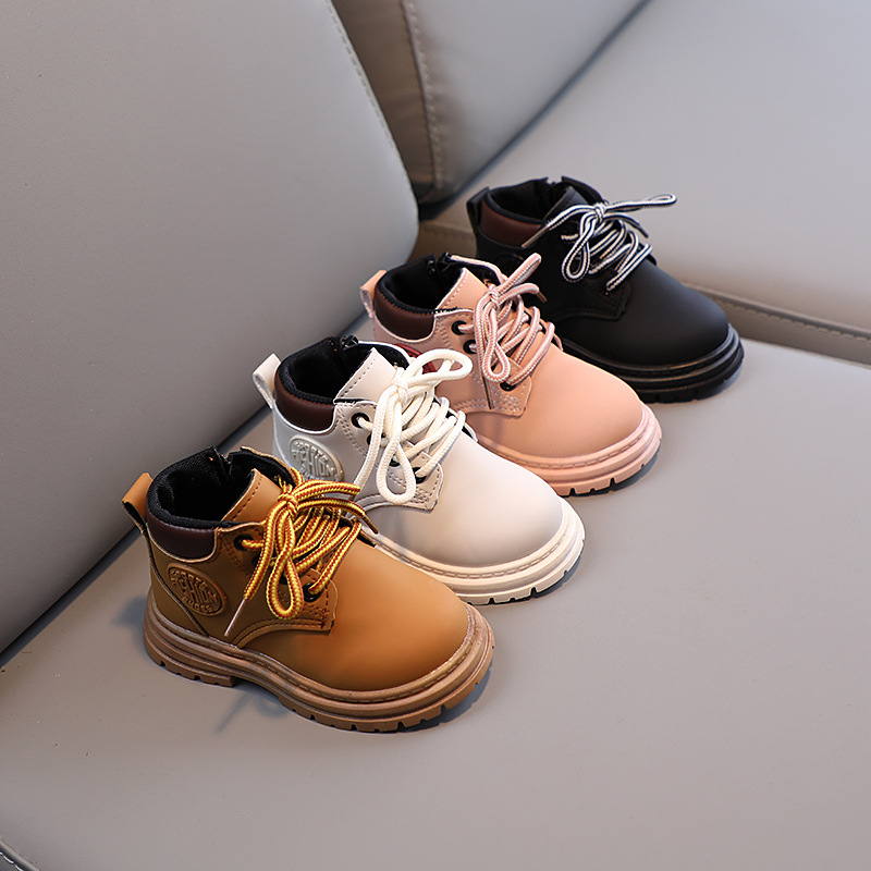 Leather Work For Kids - Autumn Winter Children Non-slip Lace-up Short