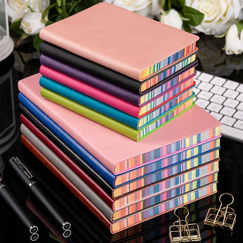 Leather Work Diary Covers - 1pc Soft Leather Cover Rainbow Edge