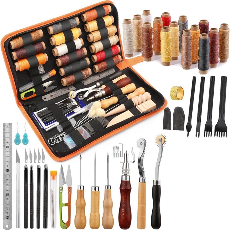 Leatherwork Beginner Tools - AB08-Leather Working Tools Kit 66 Pieces