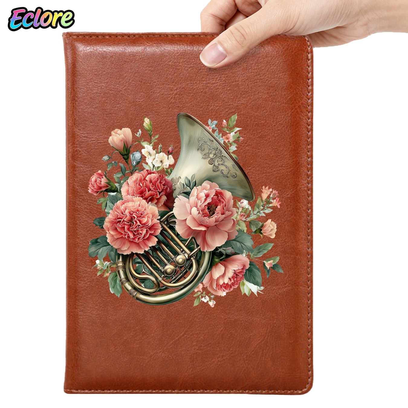 Leather Work Diary Covers - Floral PU Leather Journal with Bookmark