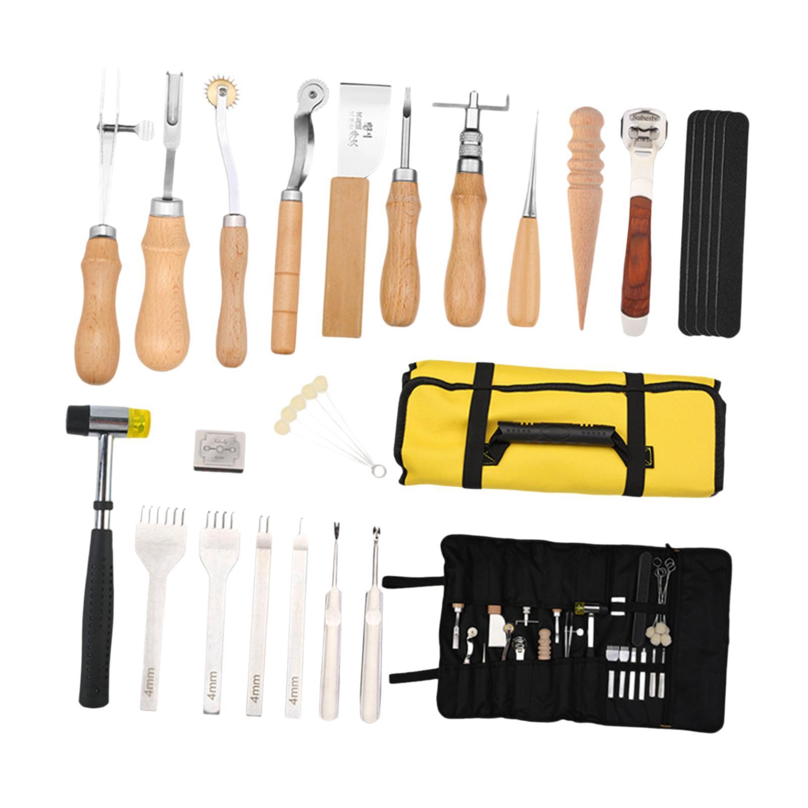 Leatherwork Beginner Tools - 29x PU Leather Working Kit Equipment