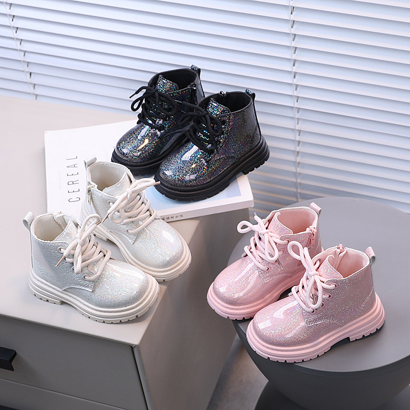 Leather Work For Kids - Autumn Winter Children Glitter PU Leather