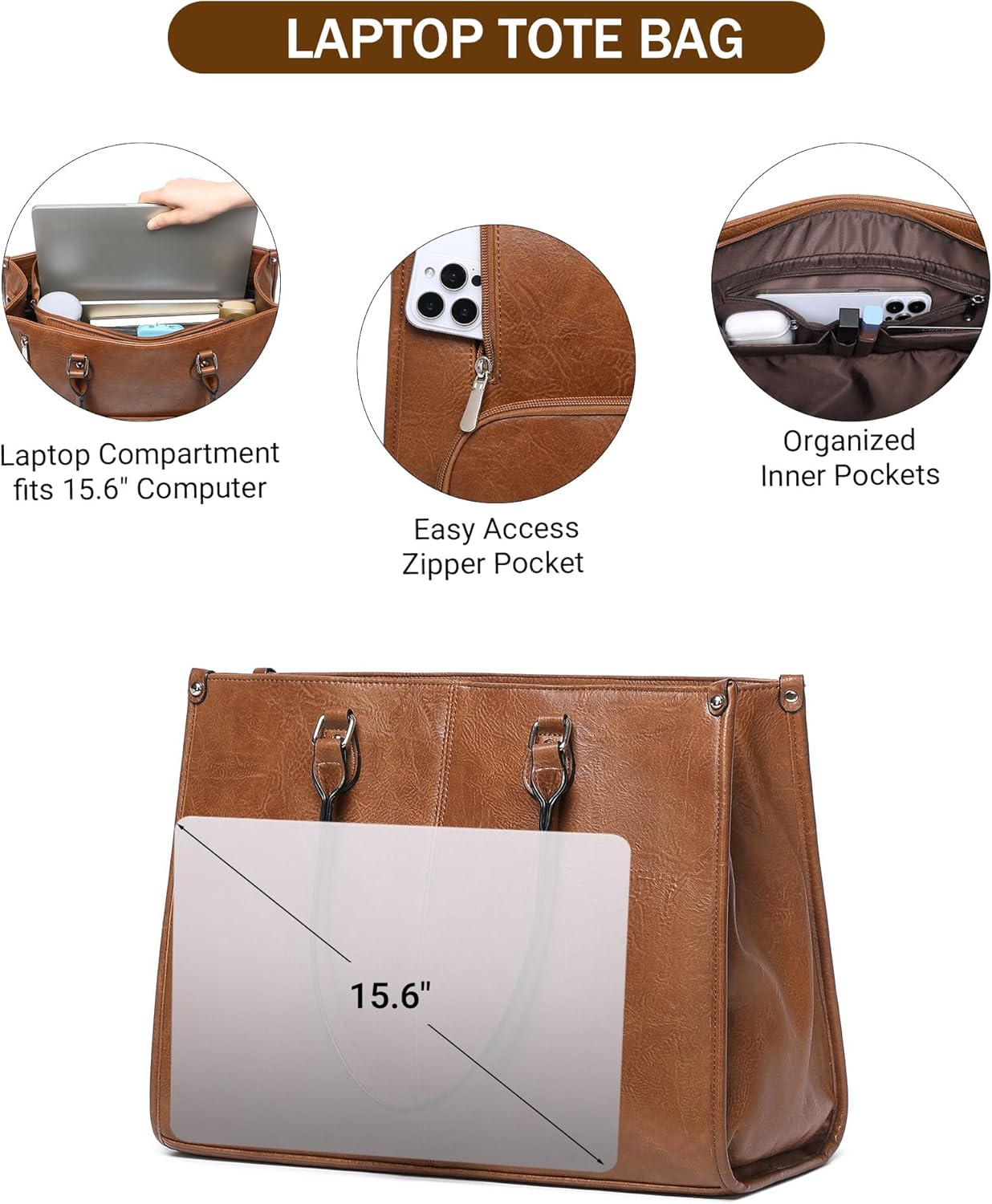 2 in 1 Laptop Tote Bag with In - огляд і ціна Leather Work Bag Laptop