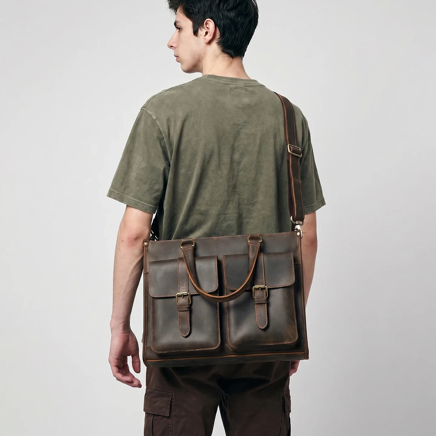 Vintage Genuine Leather Men Cr - огляд і ціна Leather Work Bag Laptop