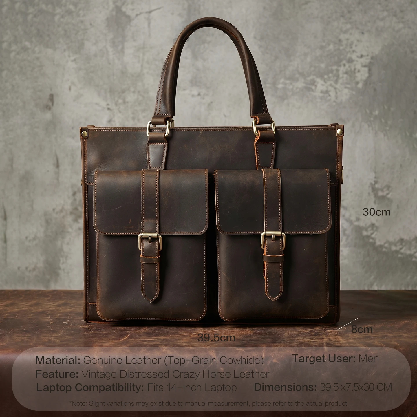 Vintage Genuine Leather Men Cr - огляд і ціна Leather Work Bag Laptop