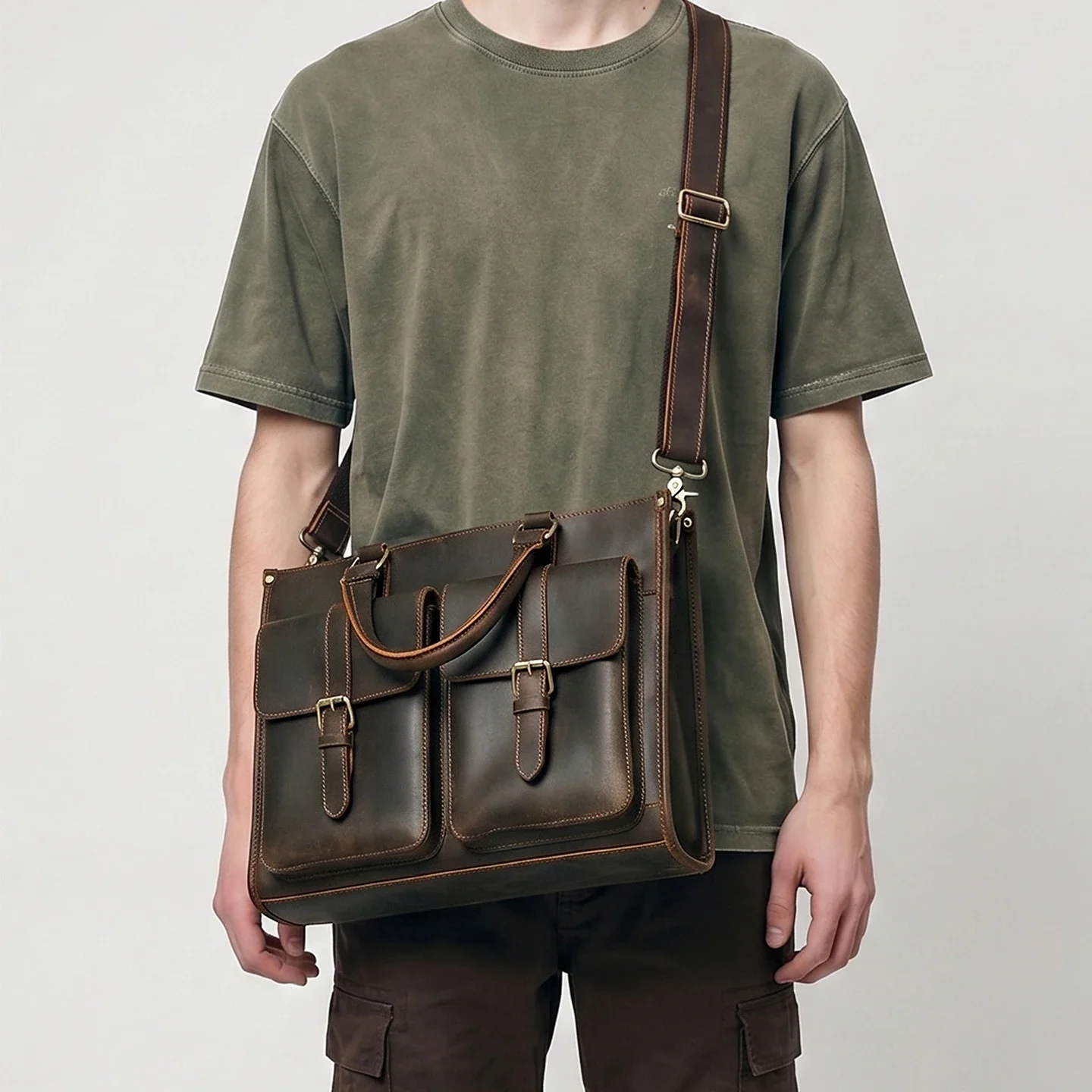 Vintage Genuine Leather Men Cr - огляд і ціна Leather Work Bag Laptop