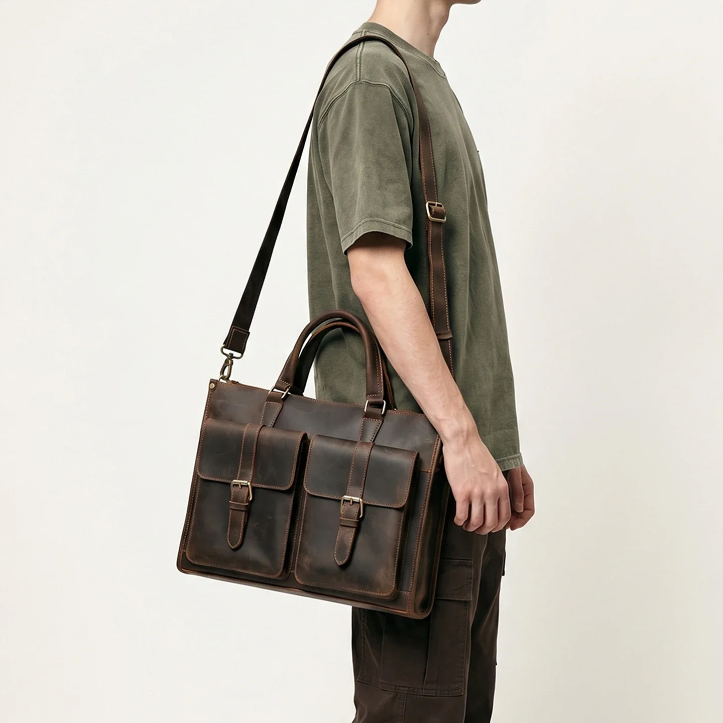Vintage Genuine Leather Men Cr - огляд і ціна Leather Work Bag Laptop