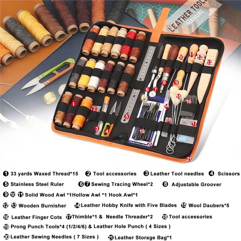 AB08-Leather Working Tools Kit - огляд і ціна Leatherwork Beginner Tools