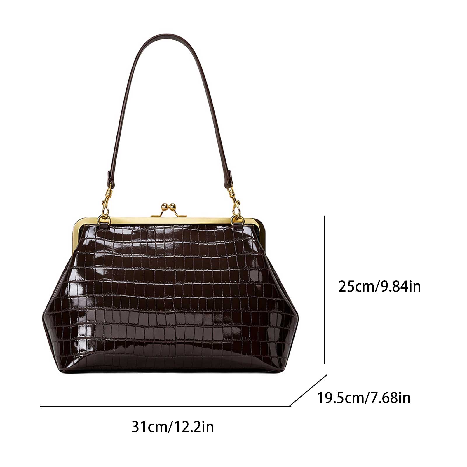 PU Leather Kiss Lock Bag with  - огляд і ціна Leatherwork Workshop
