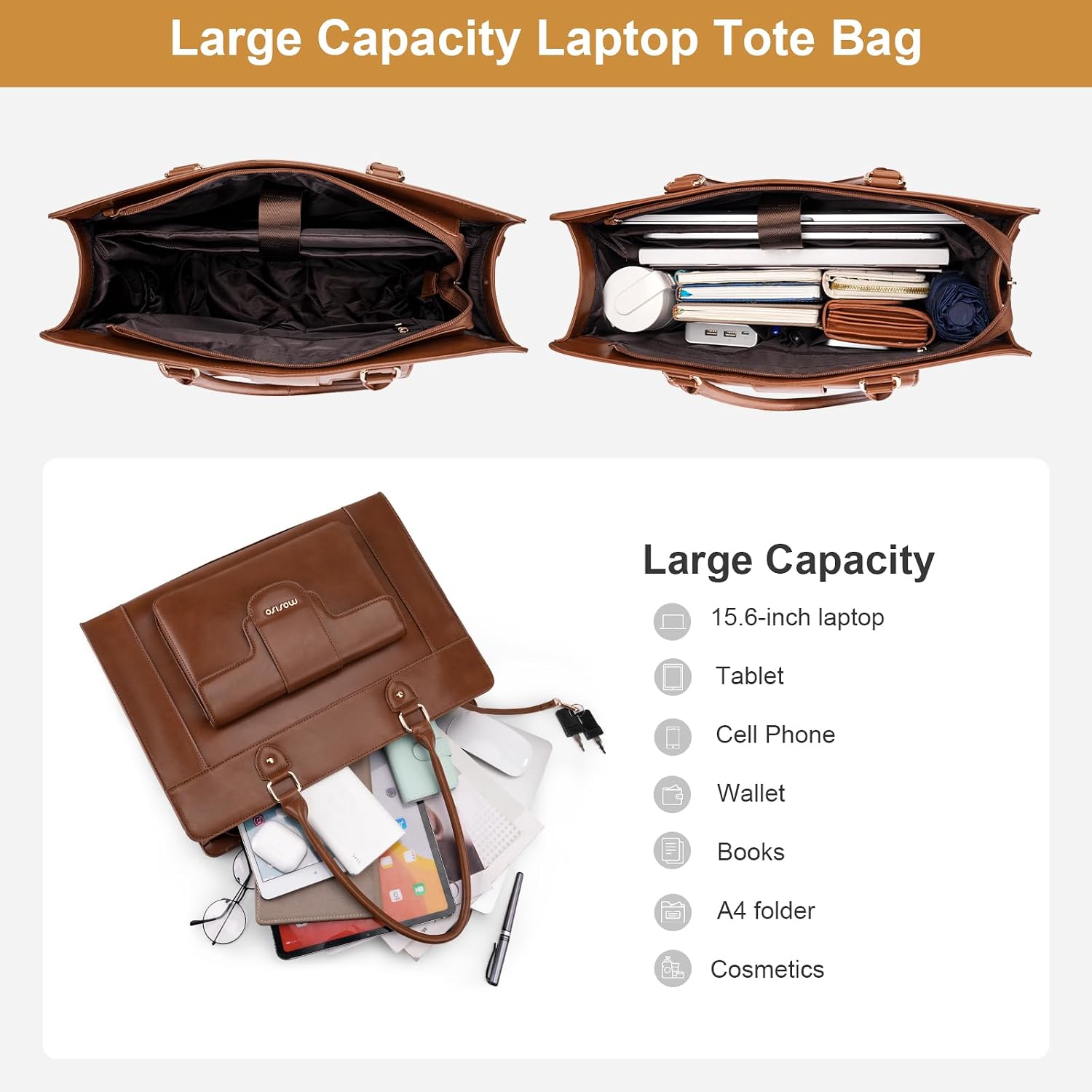MOSISO Laptop Tote Bag for Wom - огляд і ціна Leather Work Bag Laptop
