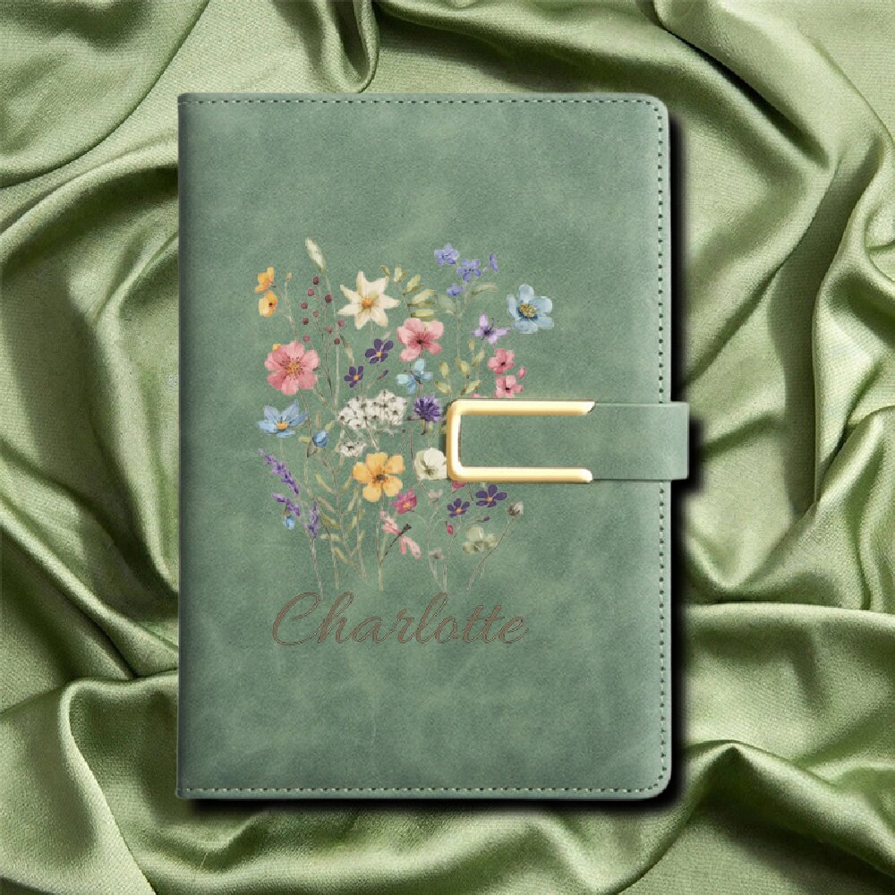 A5 Floral Monogram Custom Name - огляд і ціна Leatherwork Journal