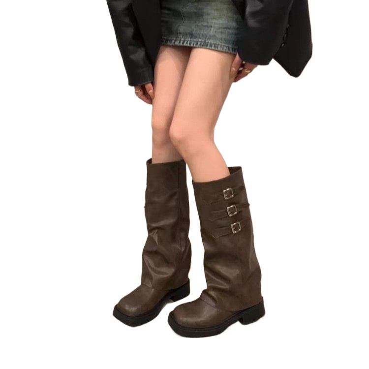 2025 Retro Style Knee High Boo - огляд і ціна Belt Buckle Blank